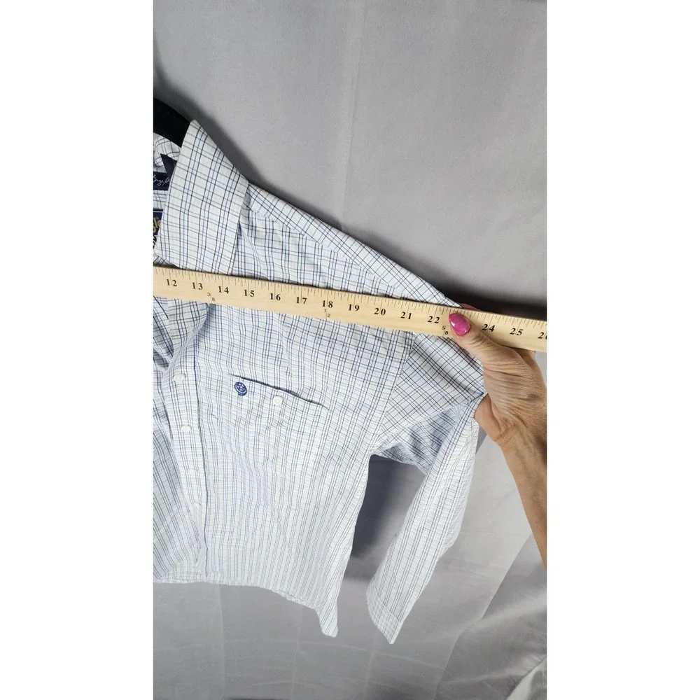 Wrangler George Strait Collection Men's Blue/White Plaid Button-Up Shirt Size L - Picture 5 of 7